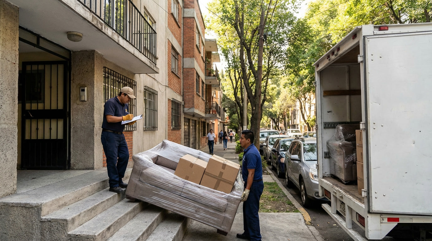 Equipo realizando una mudanza local en Ciudad de México